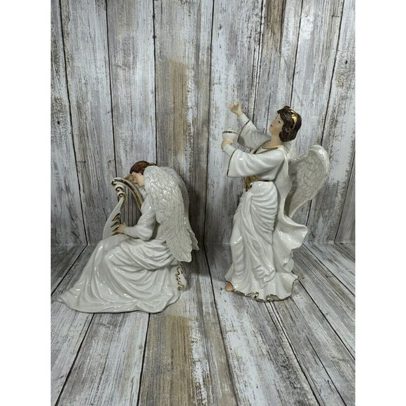 Grandeur Noel #192 Porcelain Angels Set 2000 Collectors Edition 2 Angels - Picture 5 of 11
